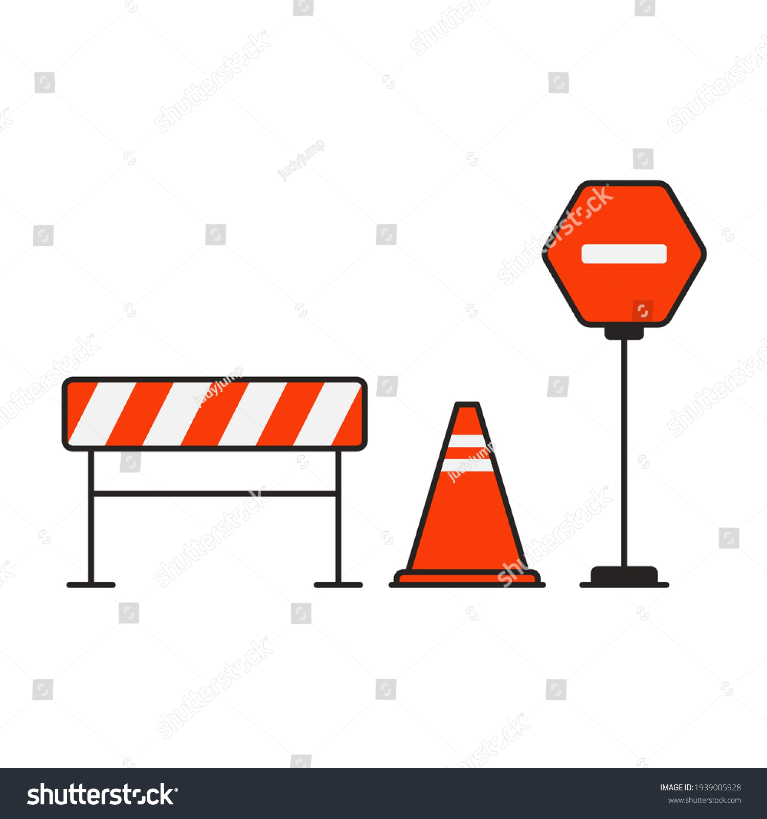 Road Barriers Under Construction Vector Isolated Stock Vector (Royalty ...