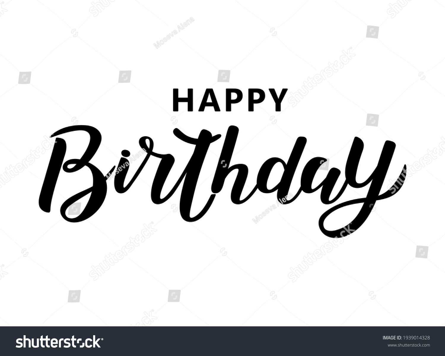 Hand Written Lettering Happy Birthday Isolated Stock Vector (Royalty ...