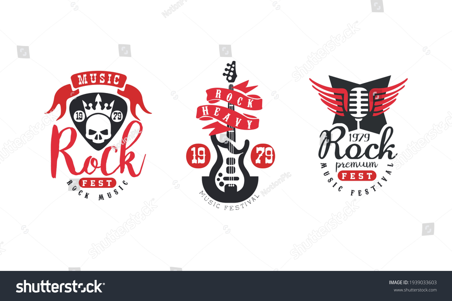 Rock Music Festival Logo Templates Set Stock Vector (Royalty Free ...