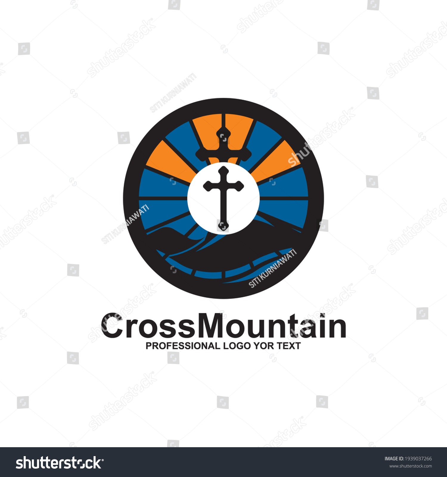 Baptist Cross Mountain Logo Design Template Stock Vector (Royalty Free ...