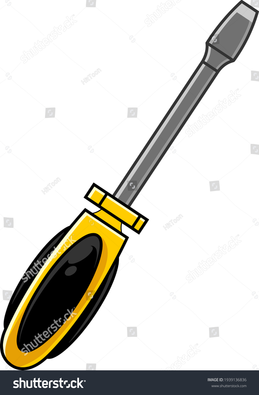 Cartoon Yellow Screwdriver Raster Hand Drawn Stock Illustration ...