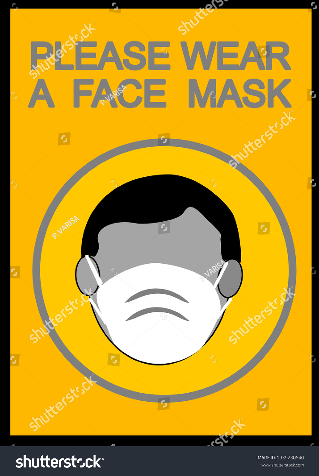 Attention Sign Please Wear Face Mask Stock Vector (Royalty Free ...