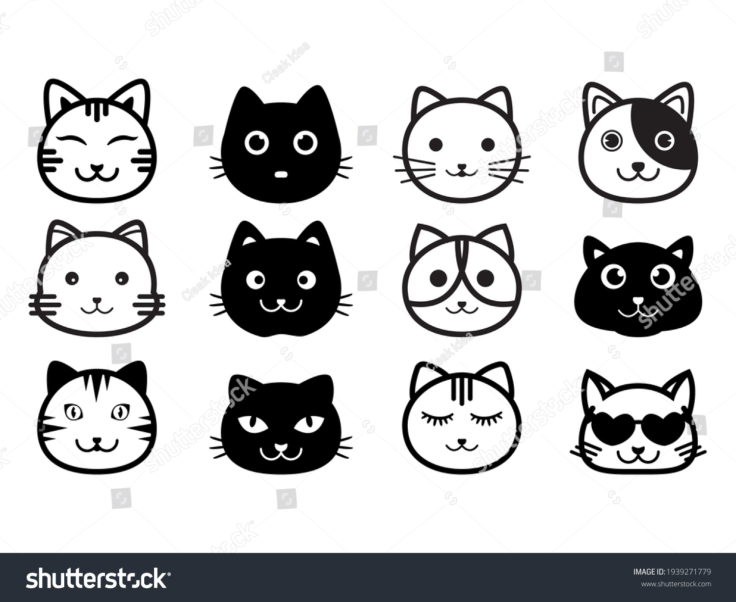 Cat Head Icon Cat Icon Black Stock Vector (Royalty Free) 1939271779 ...