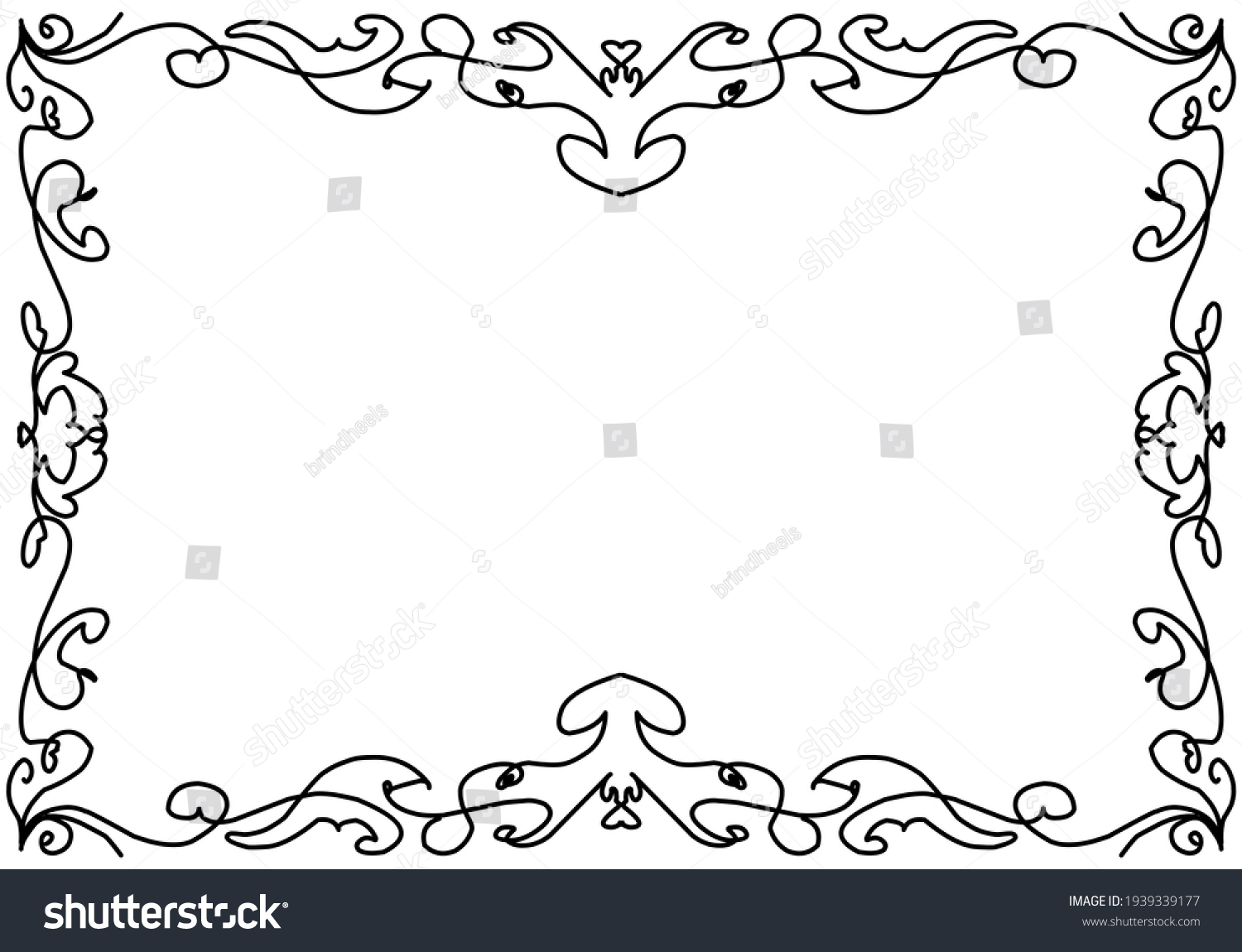 Exotic Line Art Floral Frame Background Stock Illustration 1939339177 ...