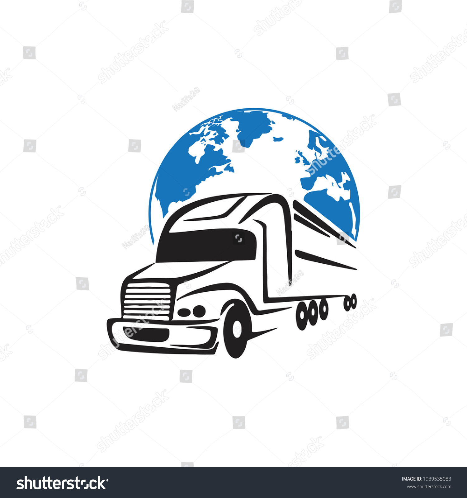 Illustration Truck Transportation Sign Globe Logo Stock Vector (Royalty ...