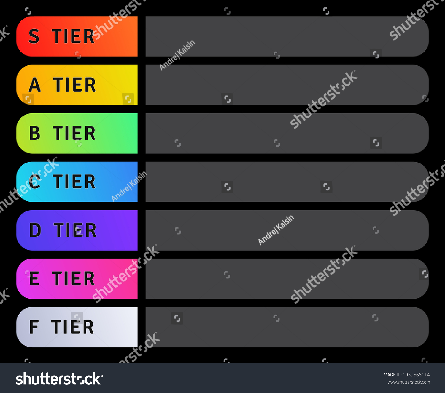 Tier List Vertical Colorful List Categories Stock Vector Royalty Free