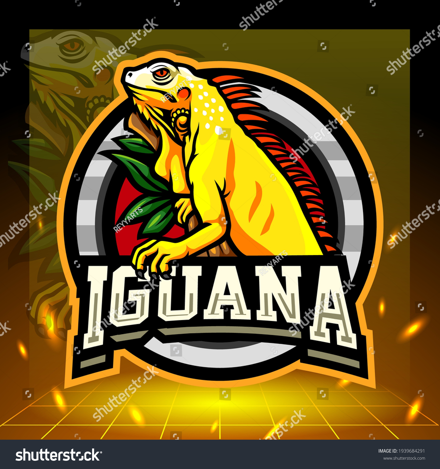 Yellow Iguana Mascot Esport Logo Design Stock Vector (Royalty Free ...