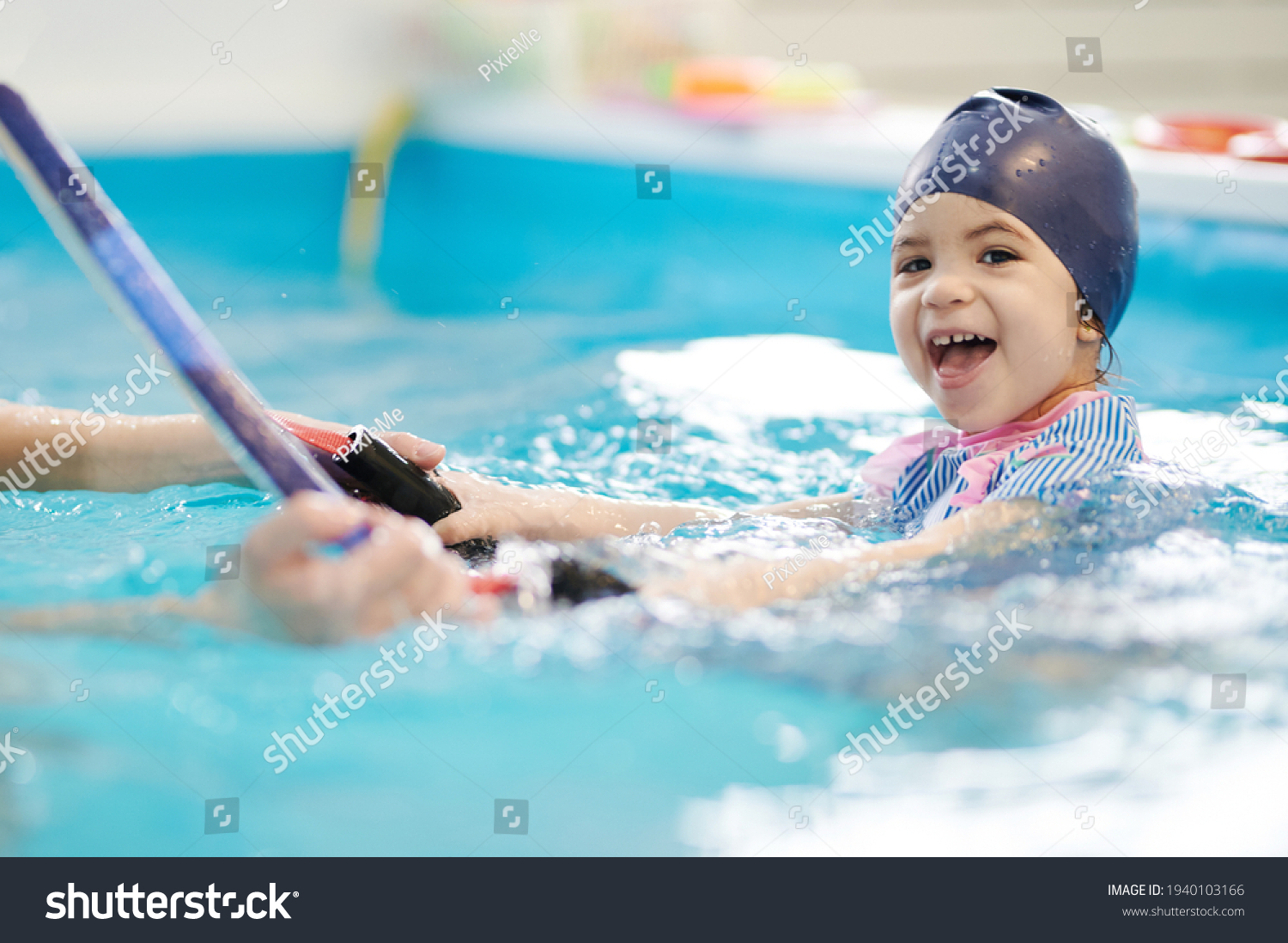 Kid Exercise Swim On Board Swimming Stock Photo 1940103166 | Shutterstock