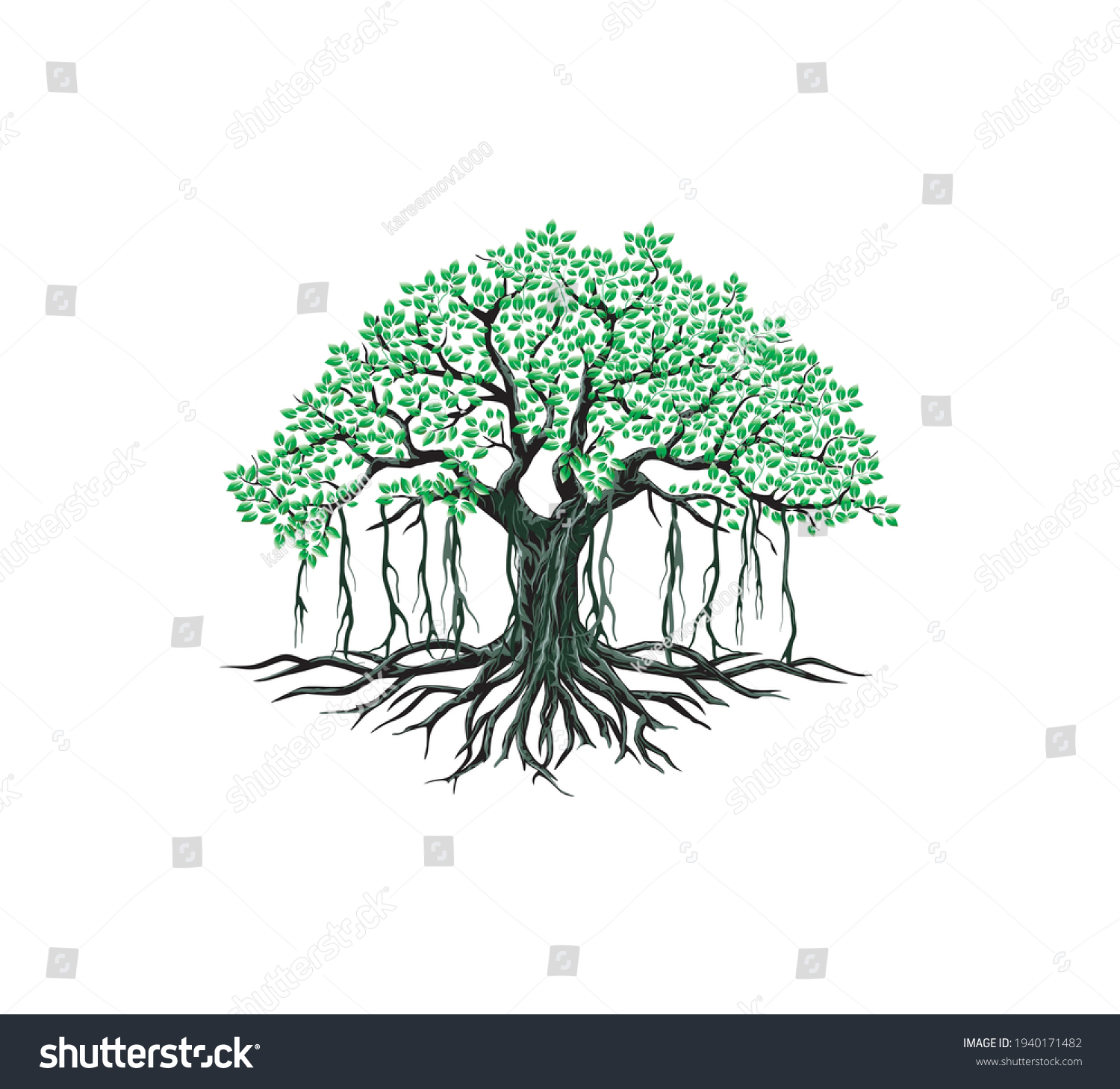 Banyan Tree Logo Vector Useful Wall Stock Vector (Royalty Free ...