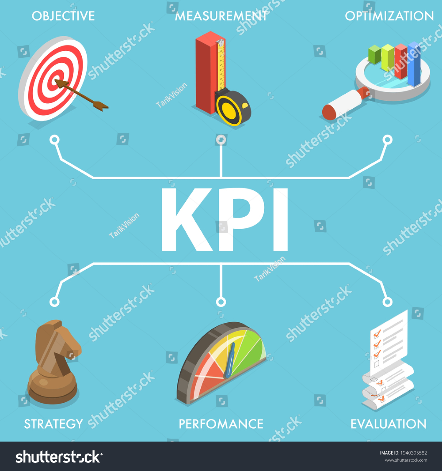 3d Vector Conceptual Illustration Kpi Key Stock Vector (Royalty Free ...