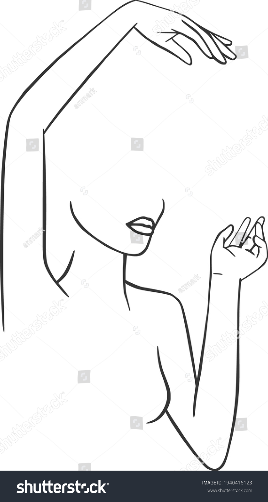 Naked Women Line Art Clipart Nude 库存矢量图免版税1940416123 Shutterstock