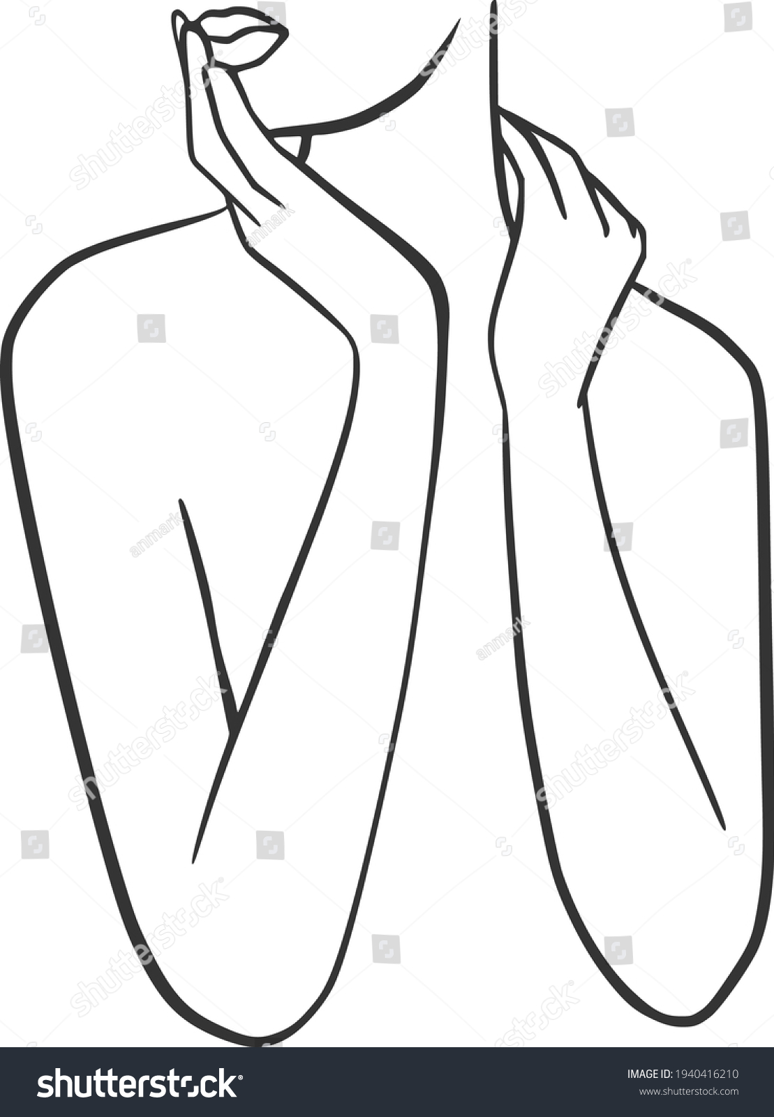 Vektor Stok Naked Women Line Art Clipart Nude Tanpa Royalti