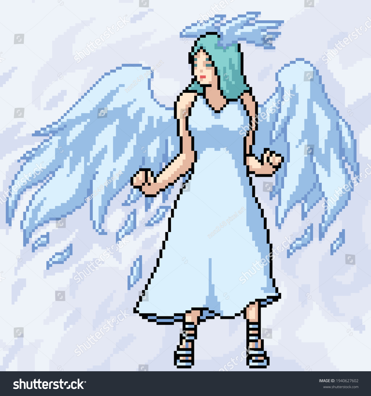 Pixel Art White Angel Pretty Stock Vector (Royalty Free) 1940627602 ...