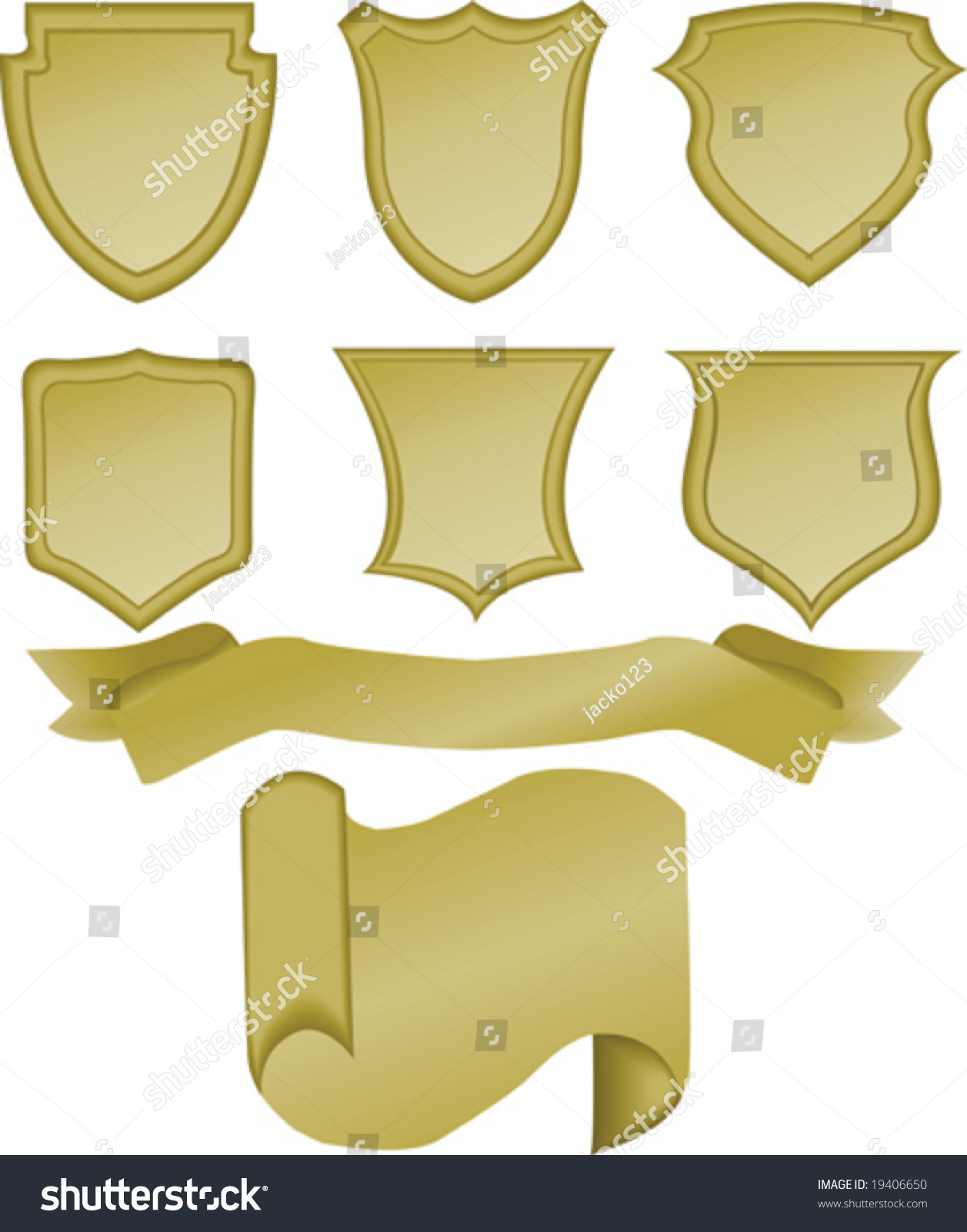 Vector Illustration Set Shields Plus Banner Stock Vector (Royalty Free ...