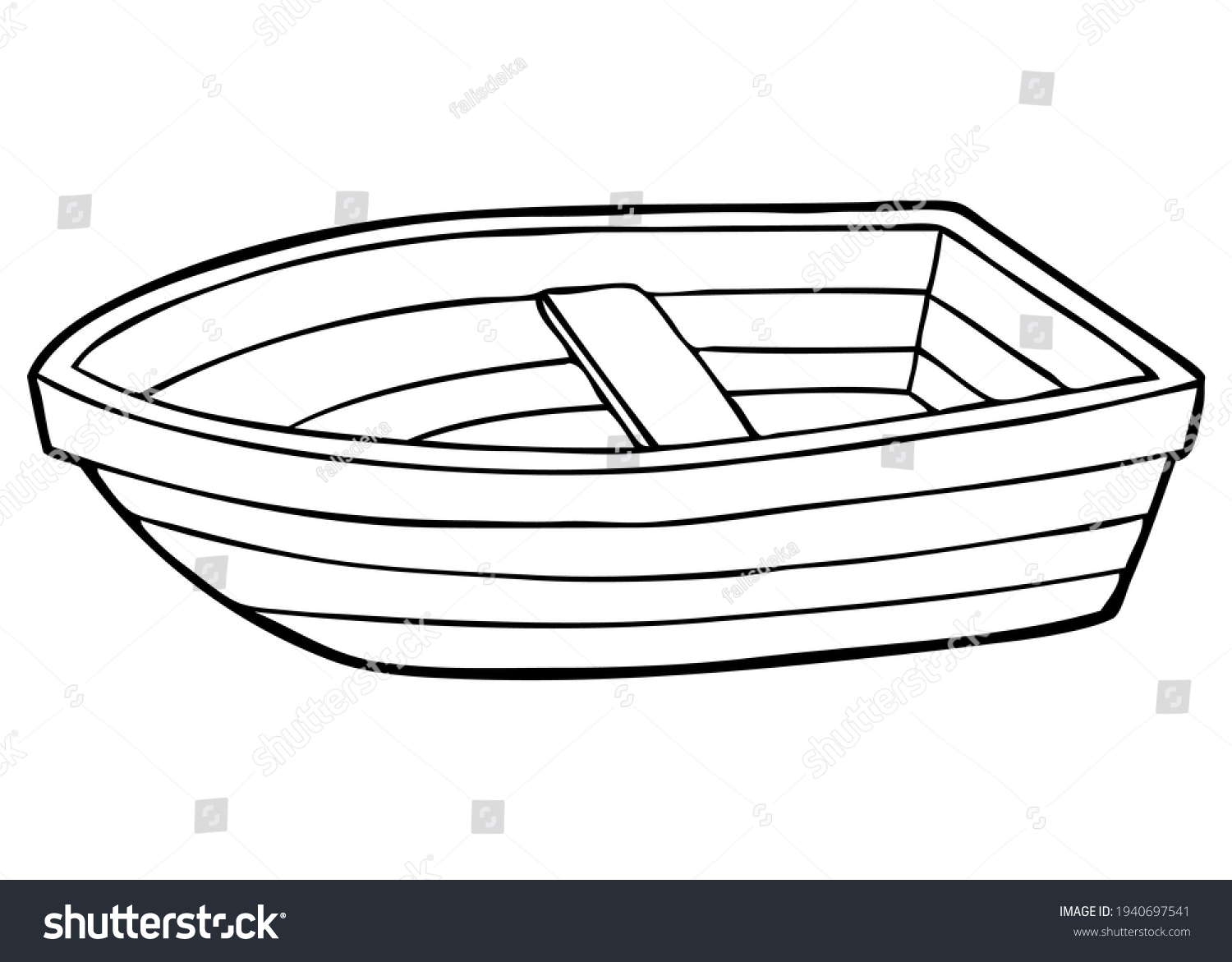 Wooden Boat Line Vector Illustration Isolated Stock Vector (Royalty ...