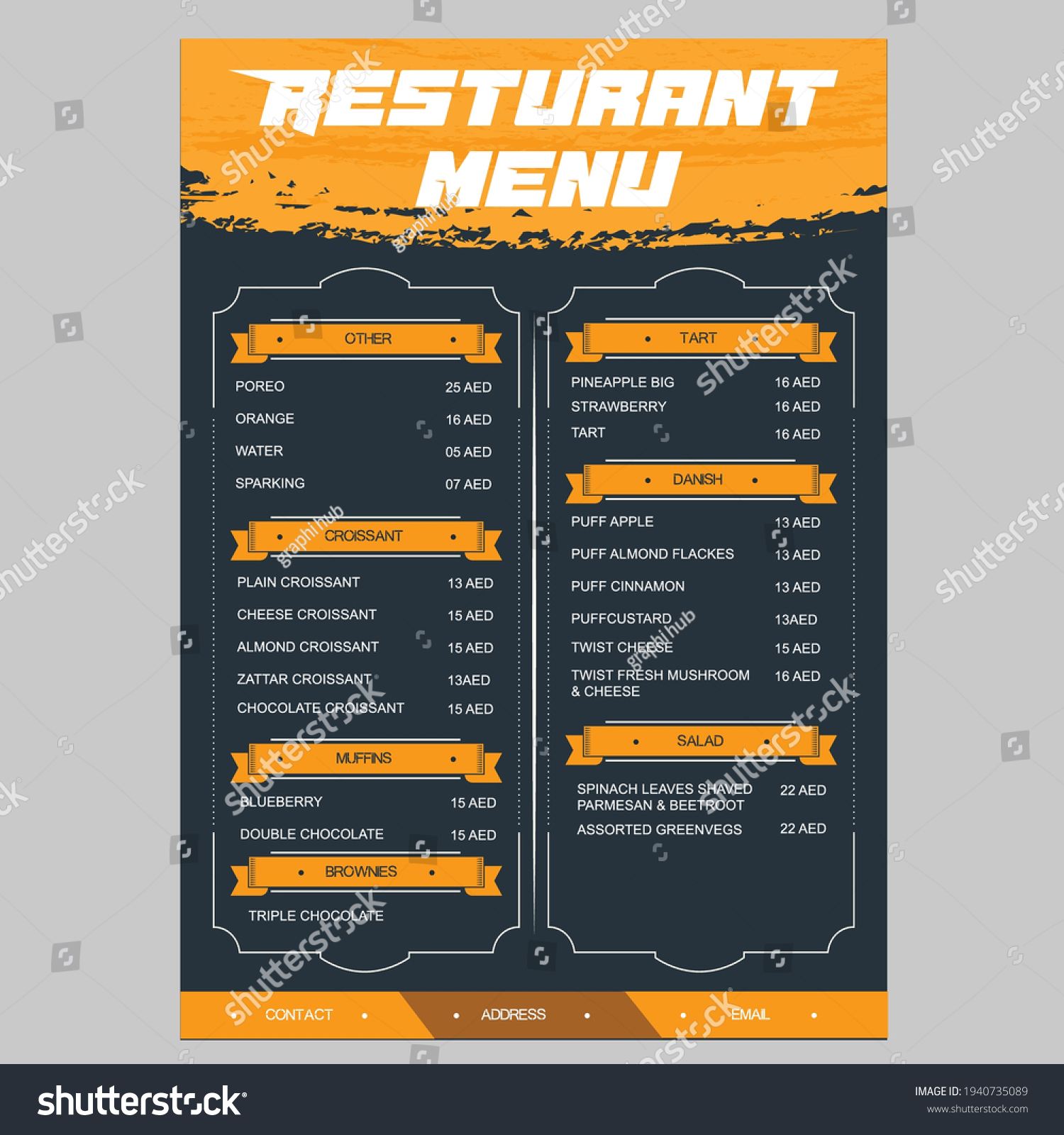 Menu Restaurant Food Cafe Vector Illustration Stock Vector (Royalty ...