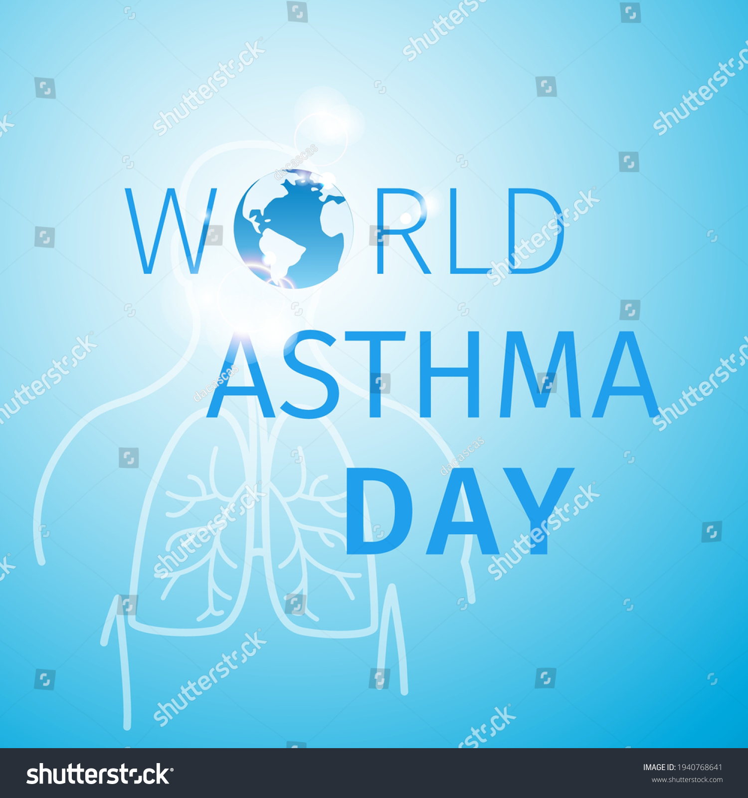 World Asthma Day Poster Abstract Blue Stock Vector (Royalty Free