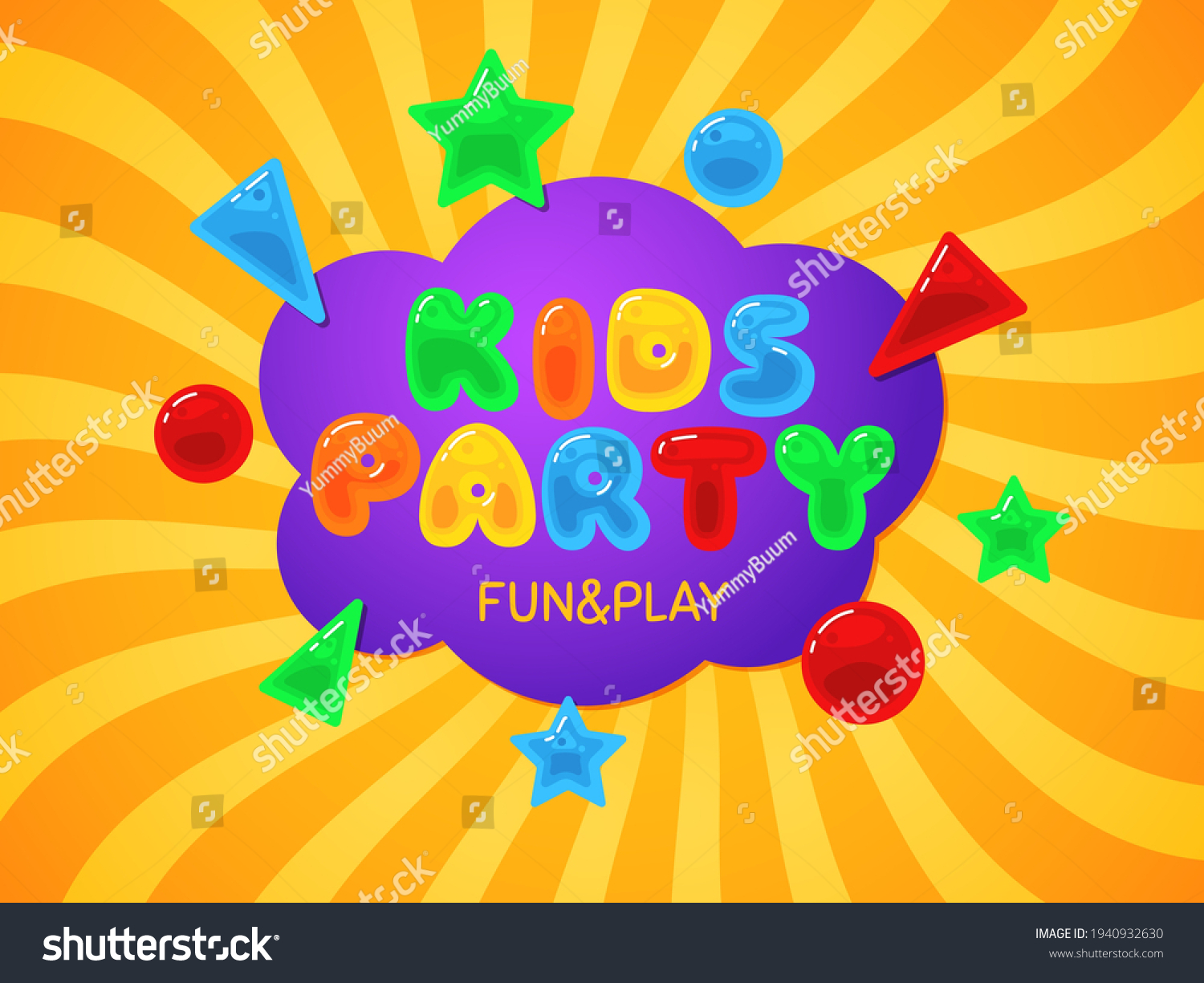 Kids Party Zone Cartoon Design Funny Stock Vector (Royalty Free ...