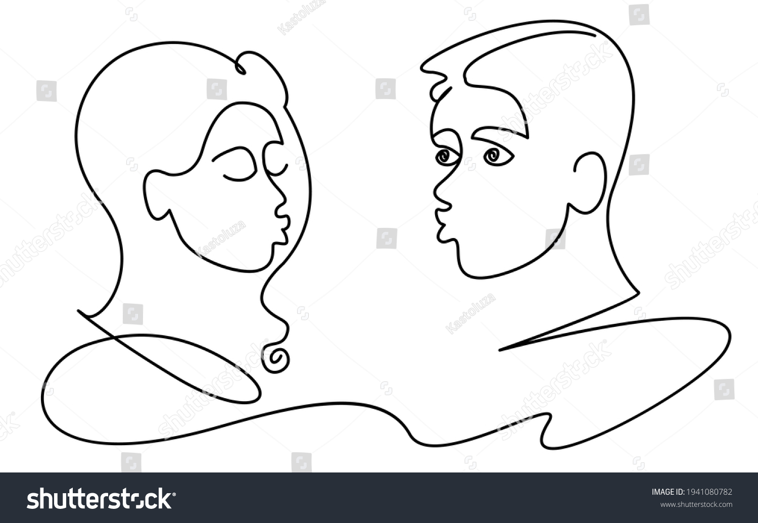 Continuous Line Drawing Man Woman Stretching Stock Vector Royalty Free 1941080782 Shutterstock