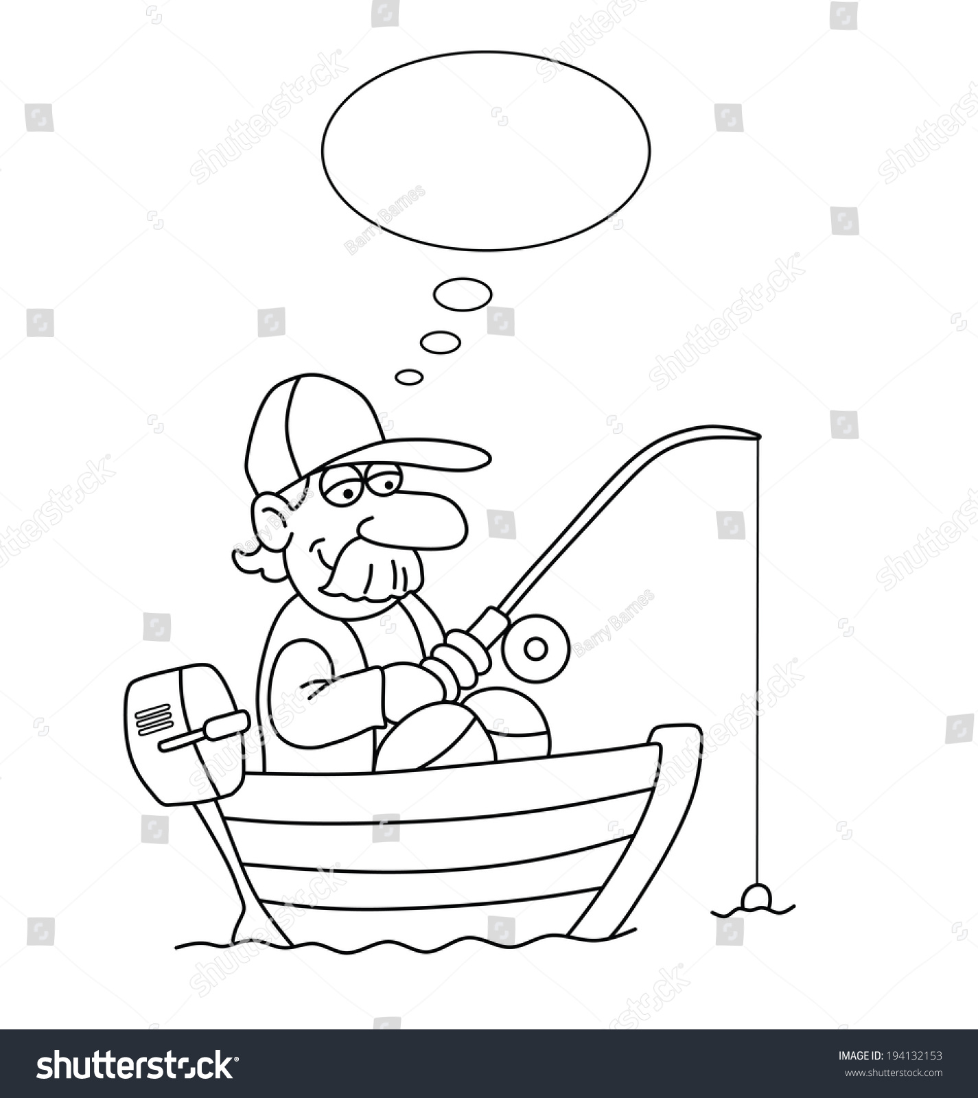 Рыбак в лодке раскраска
