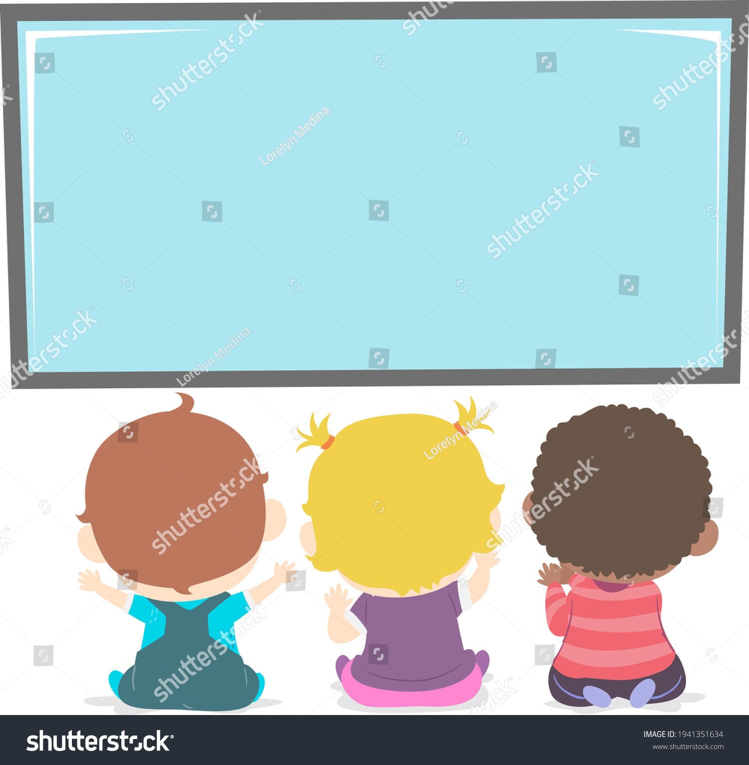 Back View Illustration Kids Toddlers Sitting Stock Vector (Royalty Free ...