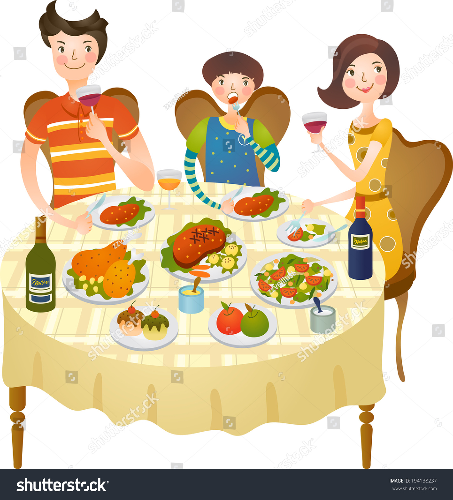 Ужин всей семьей рисунок