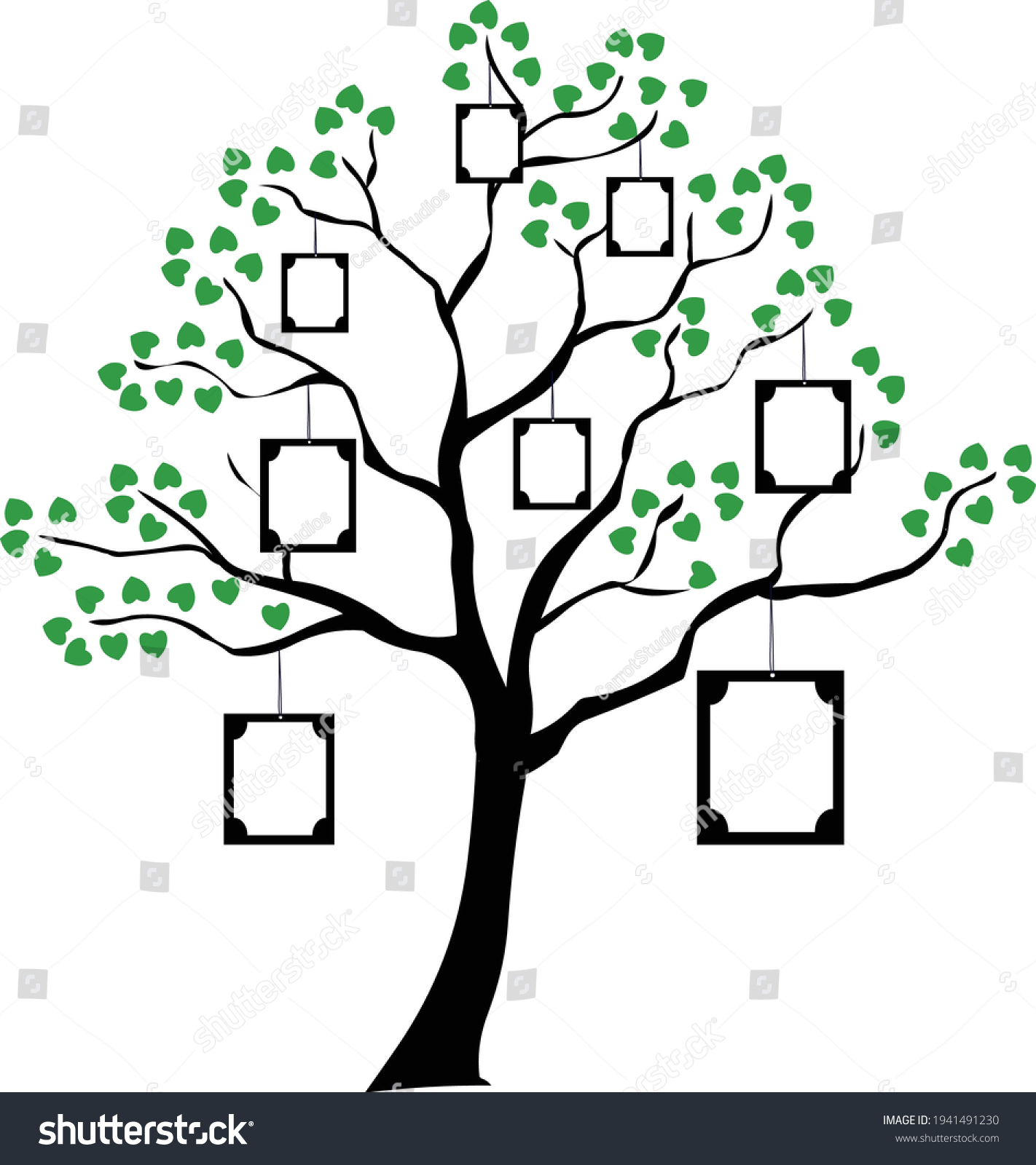 Family Tree Blank Frames Vector Isolated Stock Vector (Royalty Free ...