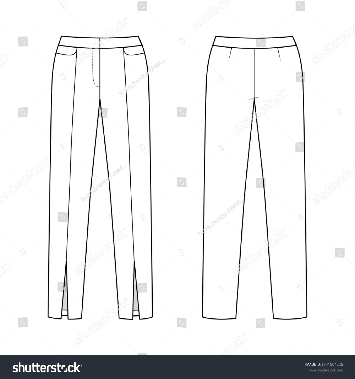 Fashion Technical Drawing Slit Trousers Stock Vector (Royalty Free ...