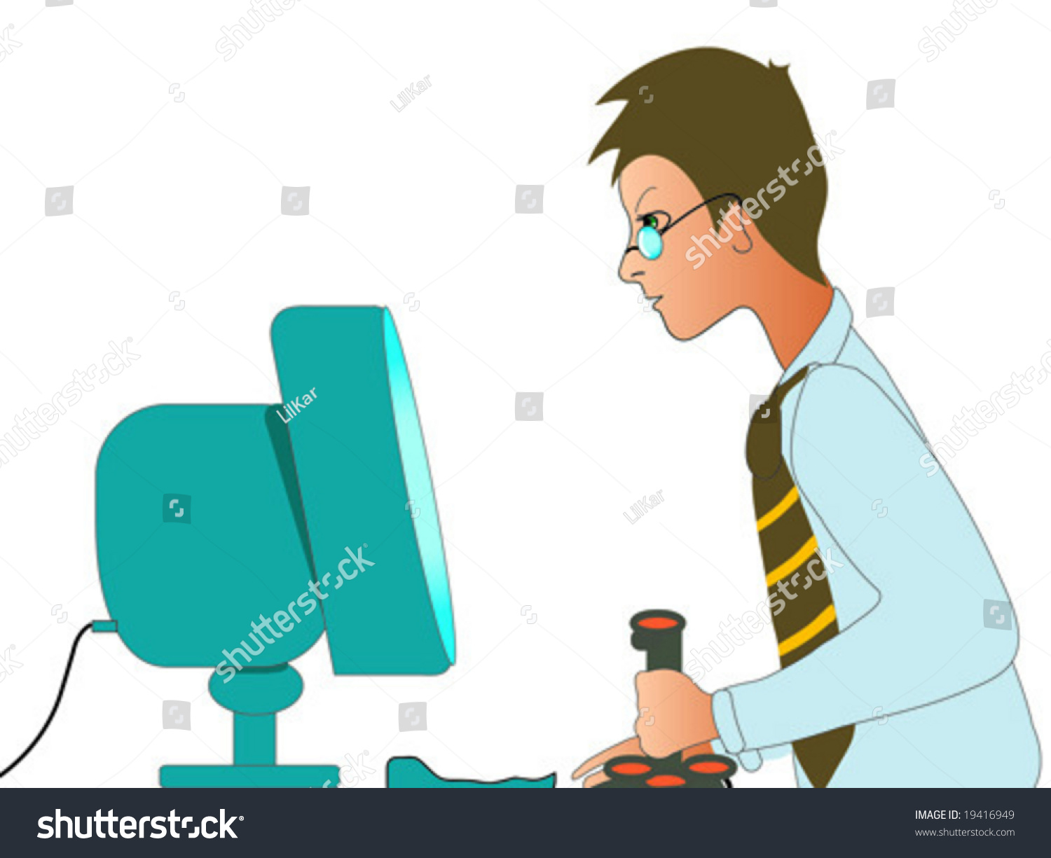 Boy Playing Coumputer Game Stock Vector (Royalty Free) 19416949 ...