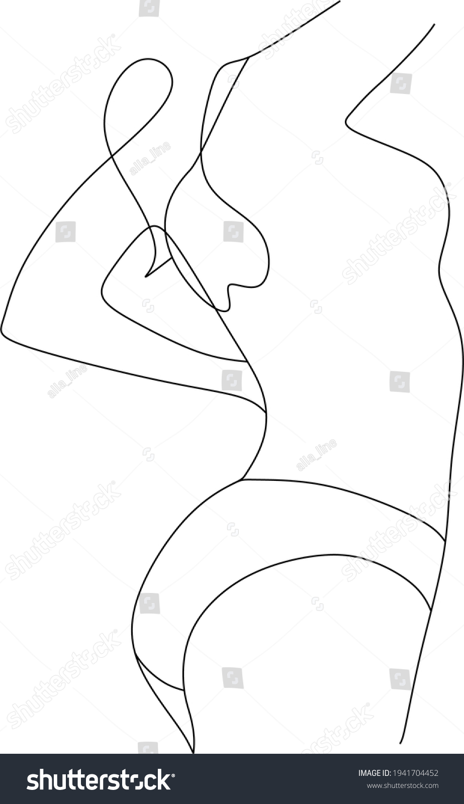 Woman Line Drawing Art Fashion Vector Stock Vector (Royalty Free ...