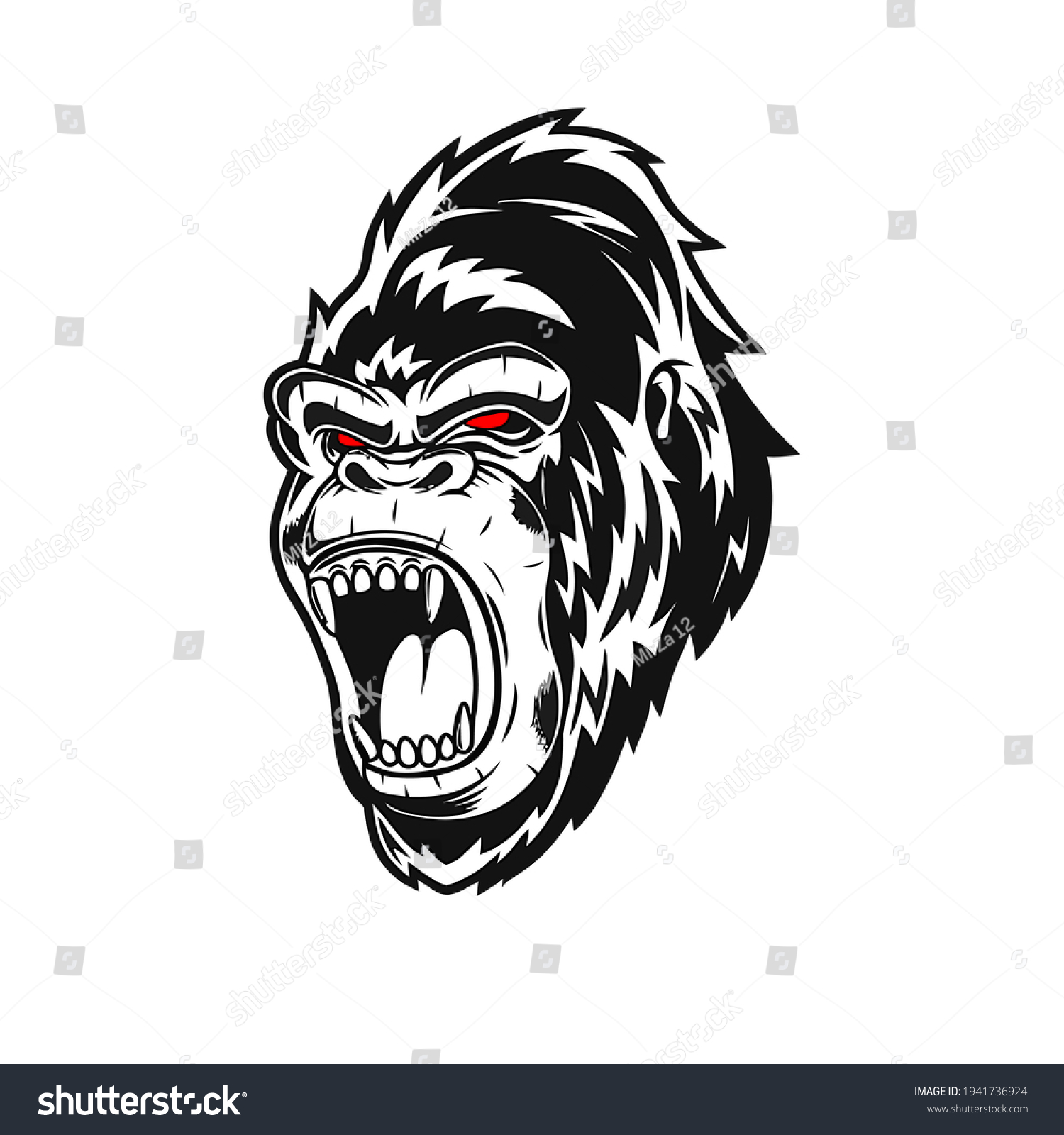 Kingkong Gorilla Shouting Black White Sketch Stock Illustration ...