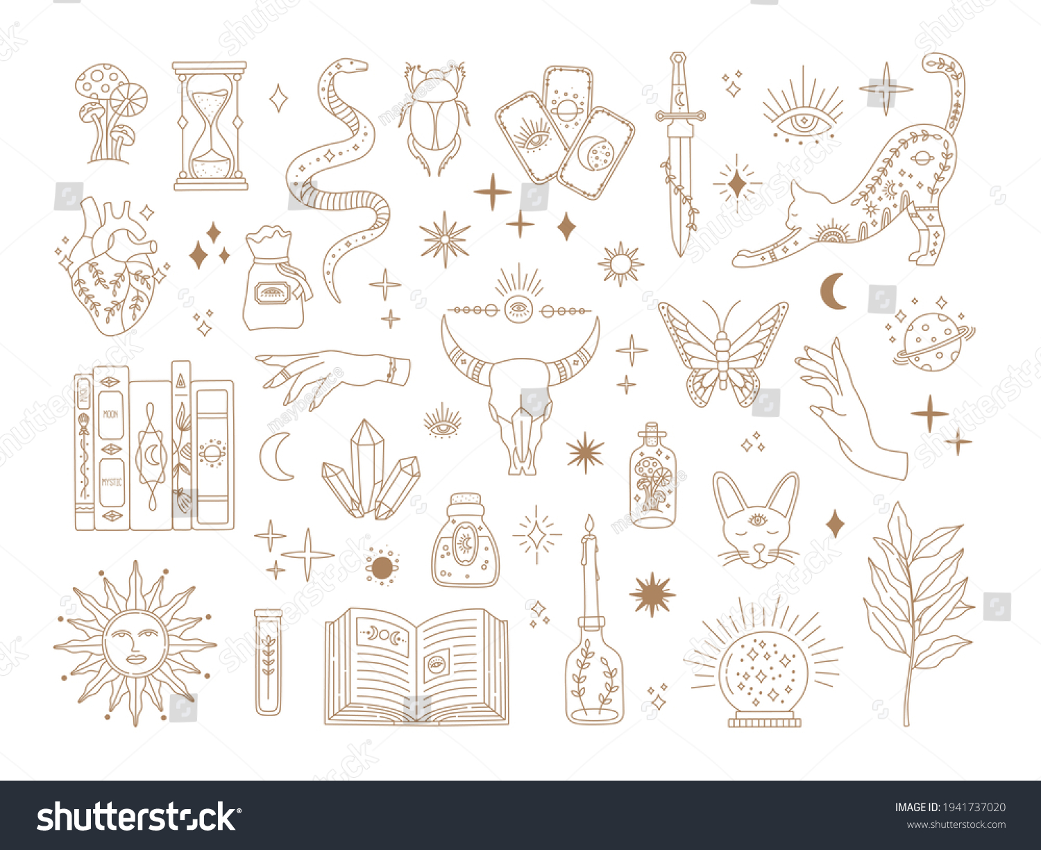 Witchcraft Sacred Big Set Mystic Magic Stock Vector (Royalty Free ...