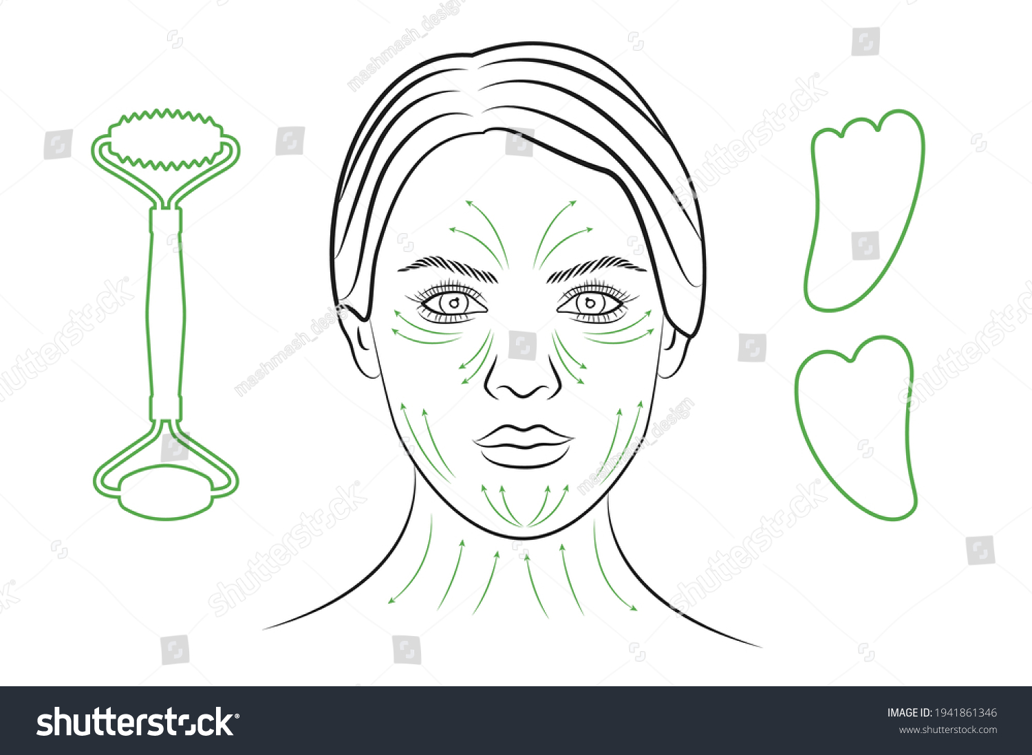 Massage Lines Face Outline Womans Face Stock Vector Royalty Free 1941861346 Shutterstock 