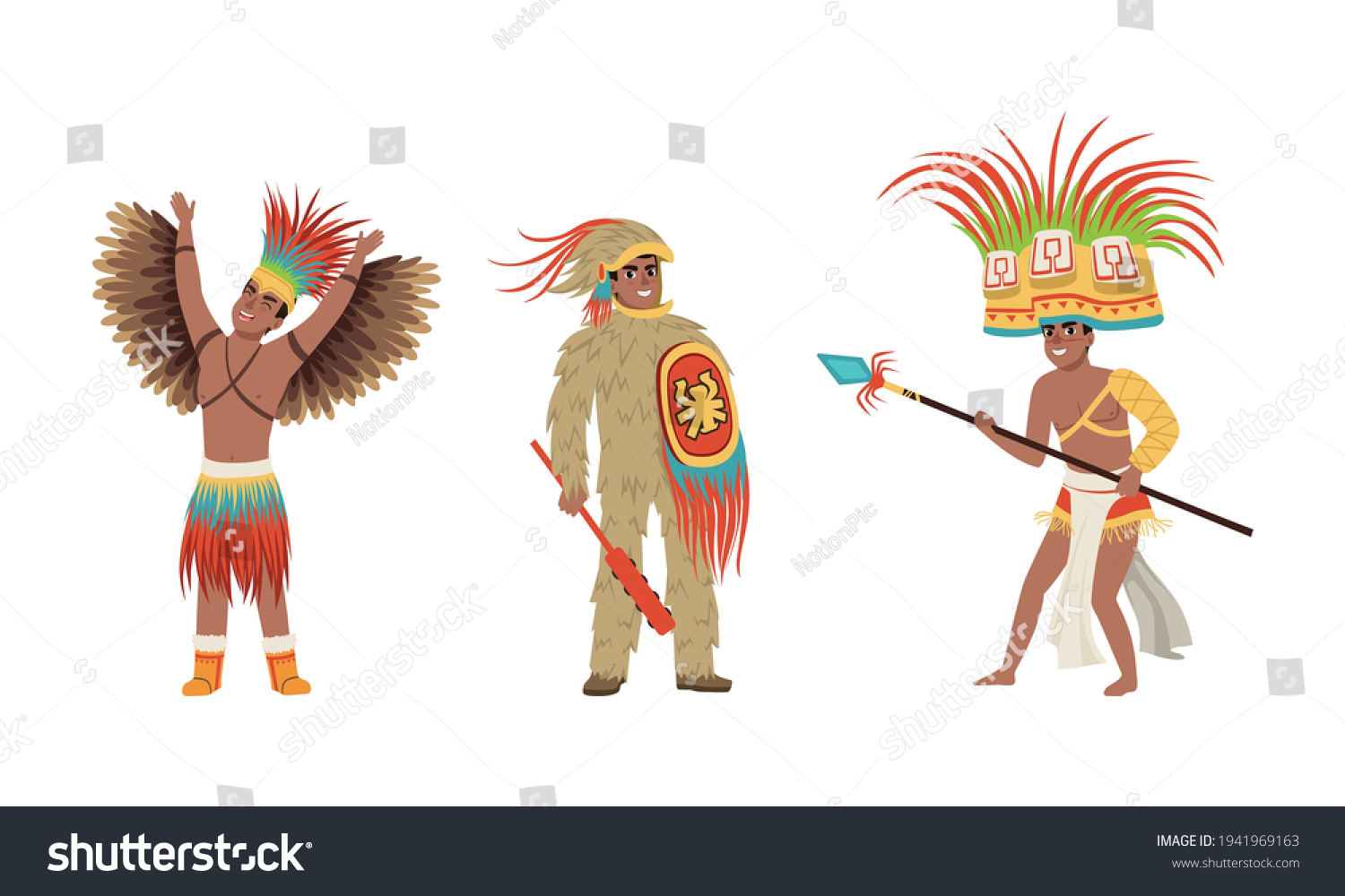 Native American Indians Men Traditional Clothes Stock Vector (Royalty ...