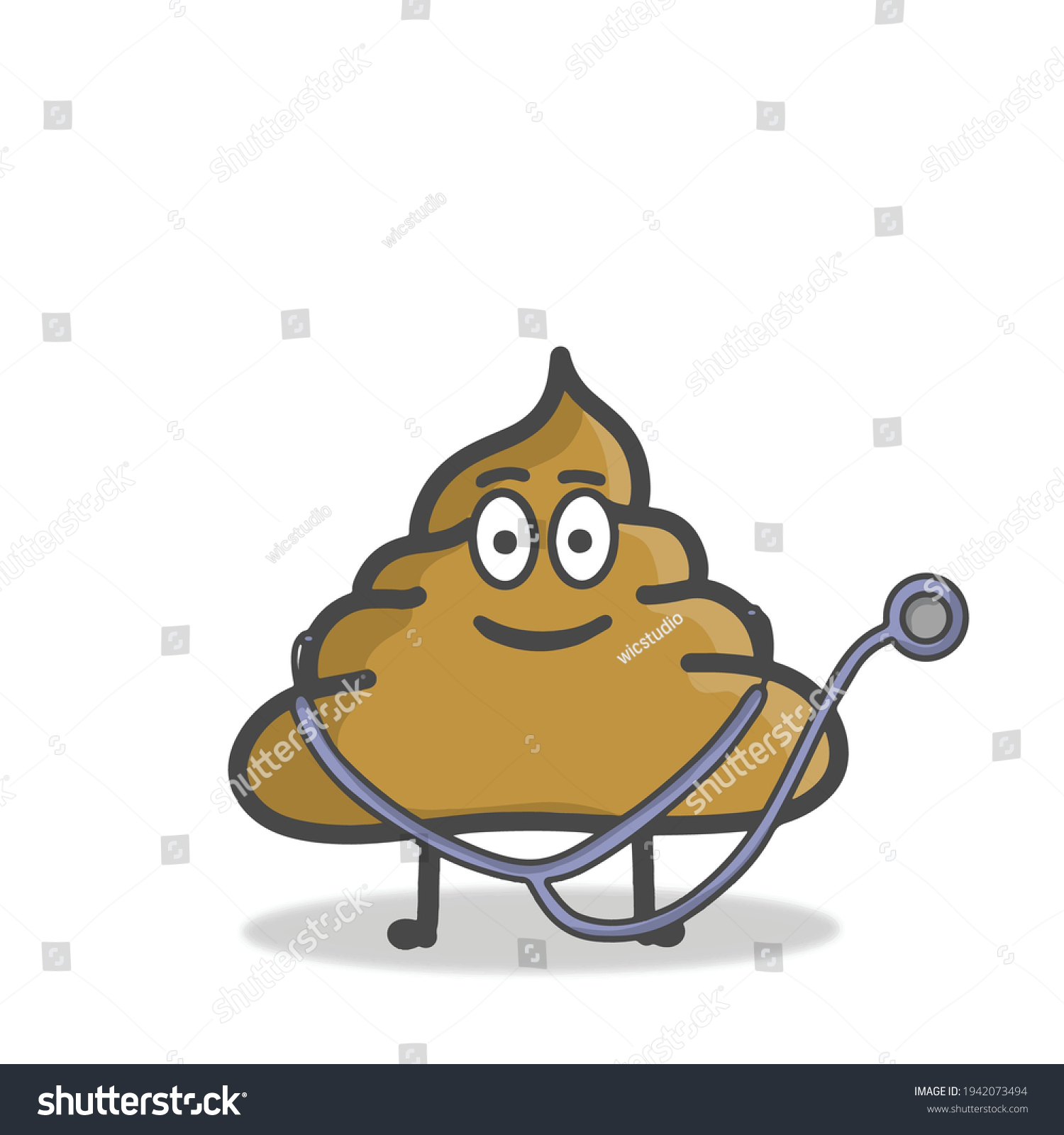 Vektor Stok Cute Poop Character Flat Cartoon Vector (Tanpa Royalti ...