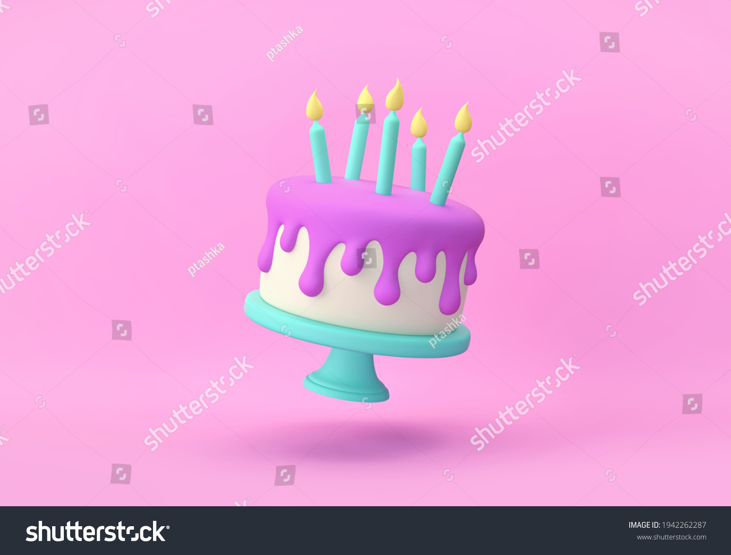 Flying Cartoon Cake Candles Isolated On Stock Illustration 1942262287 ...