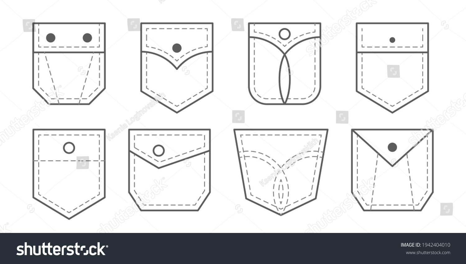 Patch Pocket Set Outline Bag Vector Stock Vector (Royalty Free ...