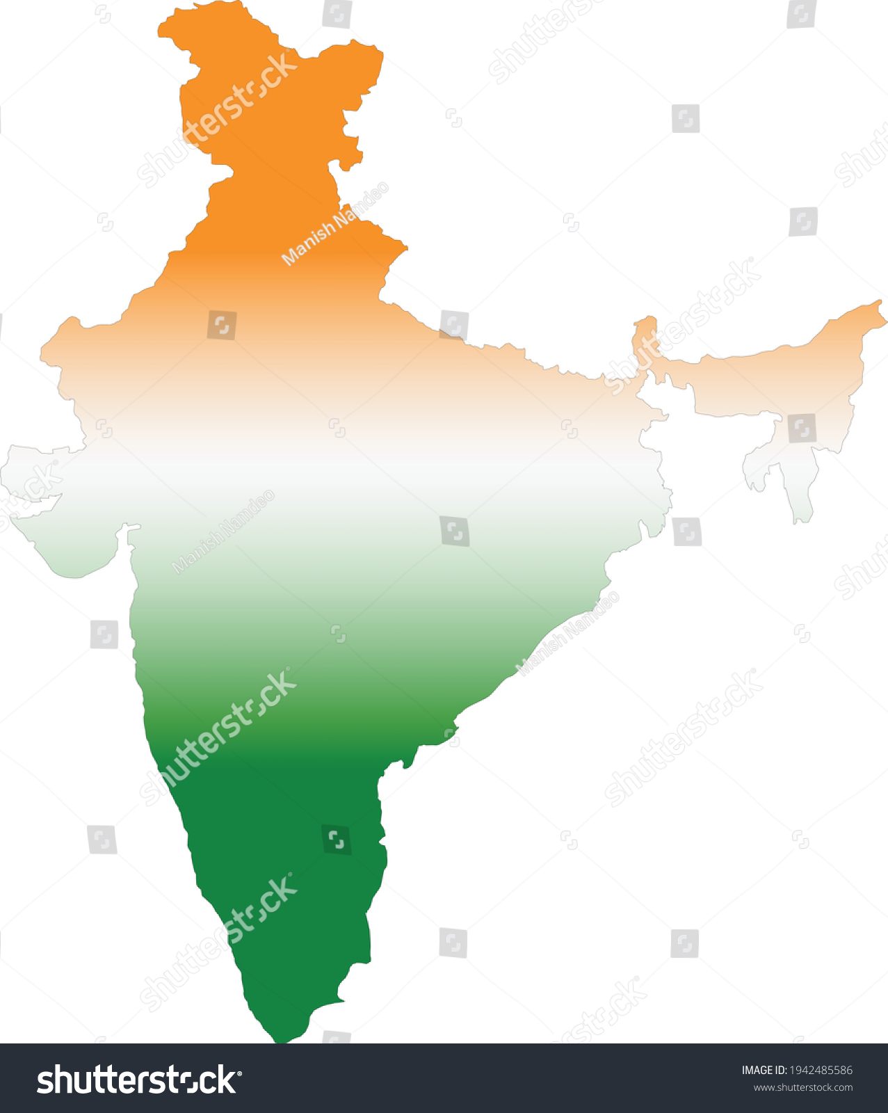 Indian Map Tricolor Vector File Stock Vector (Royalty Free) 1942485586 ...