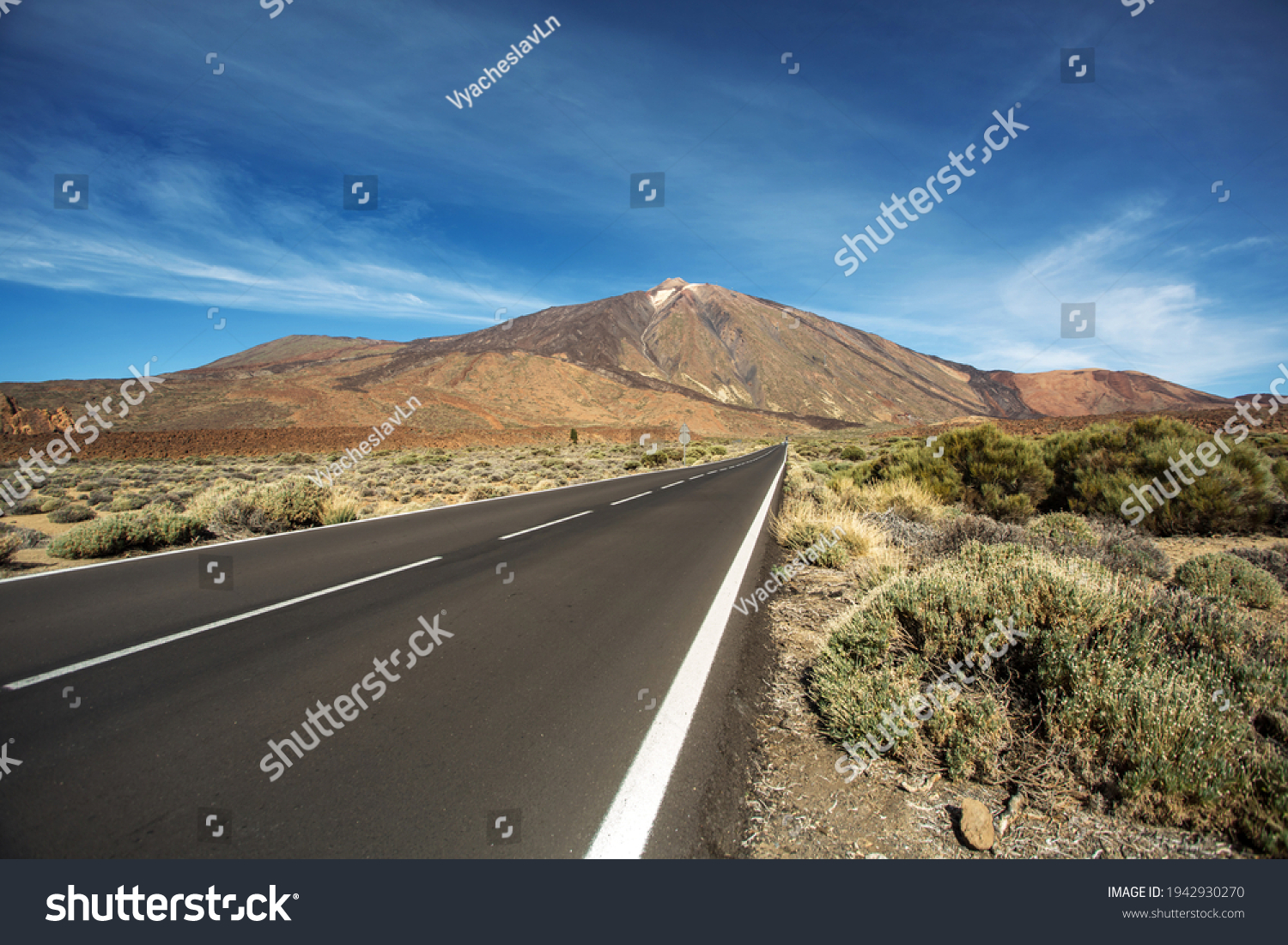 Asphalt Road Volcano Blue Sky Volcano Stock Photo 1942930270 | Shutterstock