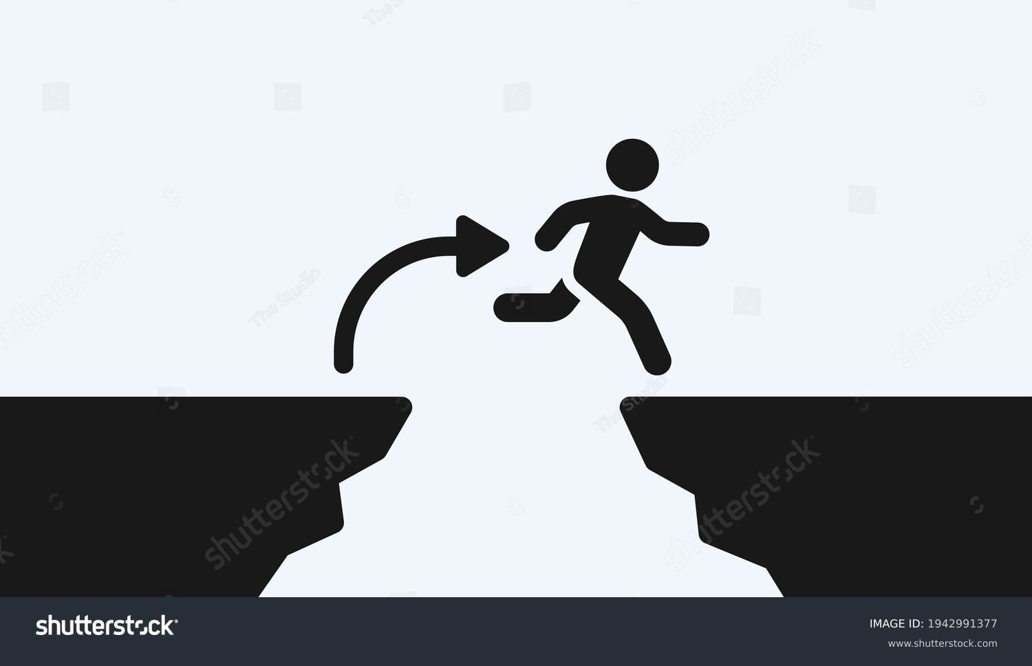 Courageous Man Jump Over Gap Cliff Stock Vector (Royalty Free ...