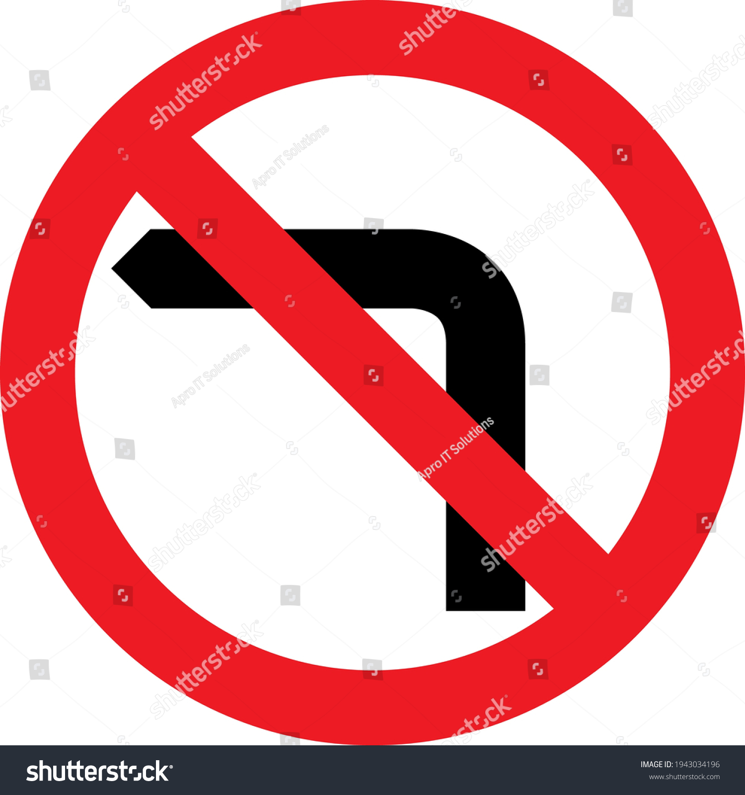 No Left Turn Sign Board Stock Vector (Royalty Free) 1943034196 ...