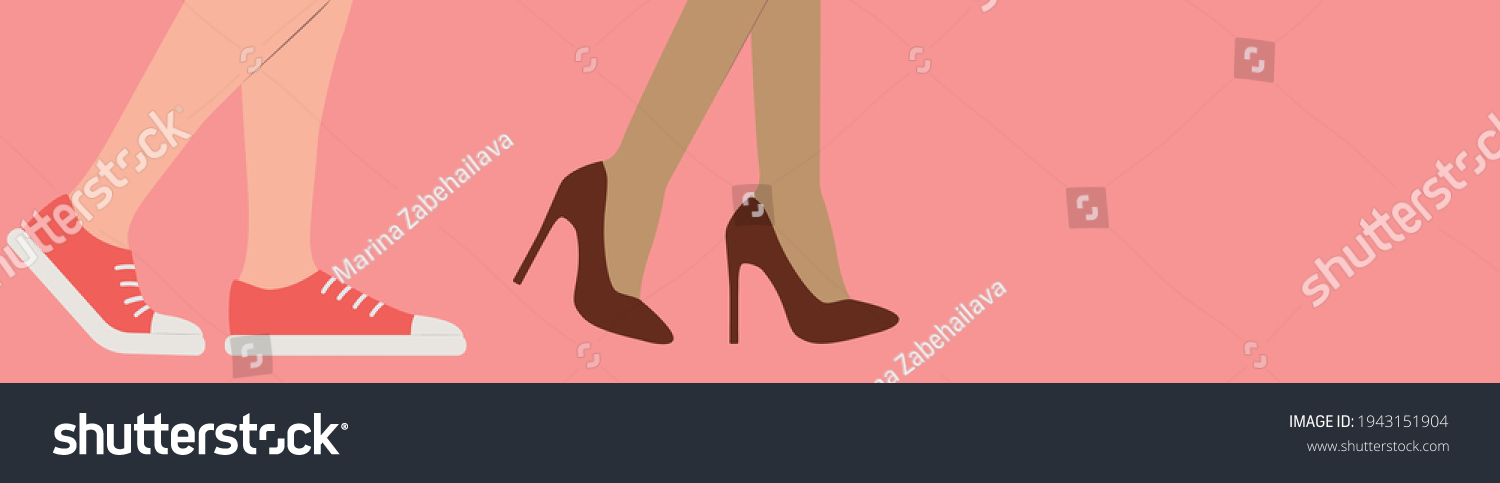 Vector Female Feet Different Shoes Flat Stock Vector Royalty Free