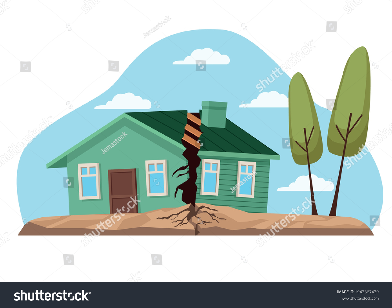 Earthquake House Breaking Natural Disaster Stock Vector (Royalty Free ...