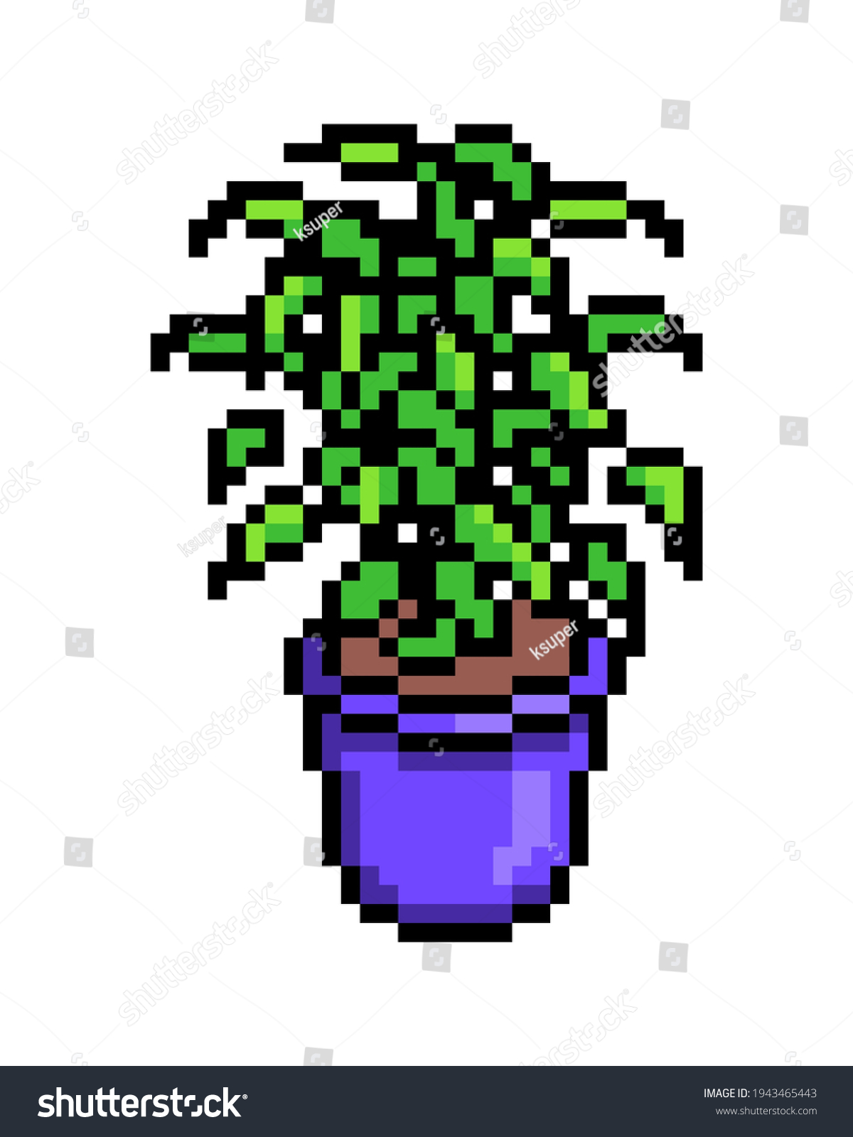 Ficus Benjamina Violet Pot Pixel Art Stock Vector (Royalty Free ...