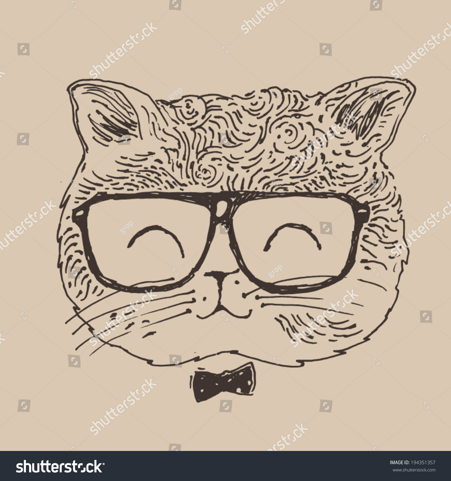 Кот в очках рисунок