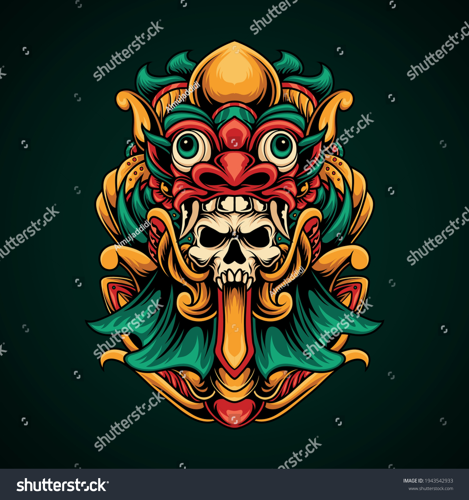 Traditional Mask Skull Vector Illustration Stock Vector (Royalty Free ...