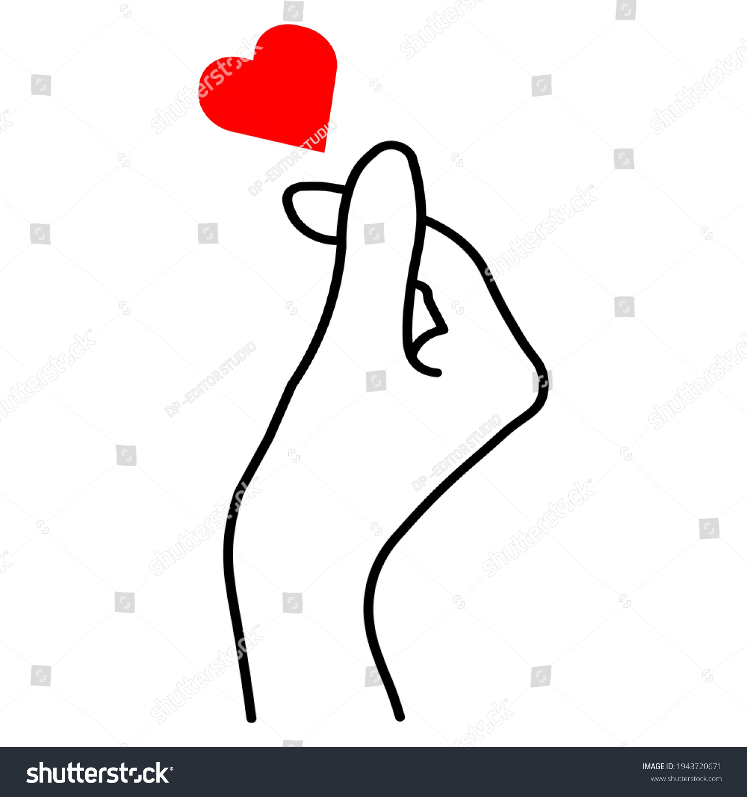 Korean Heart Sign Finger Love Symbol Stock Vector (Royalty Free ...