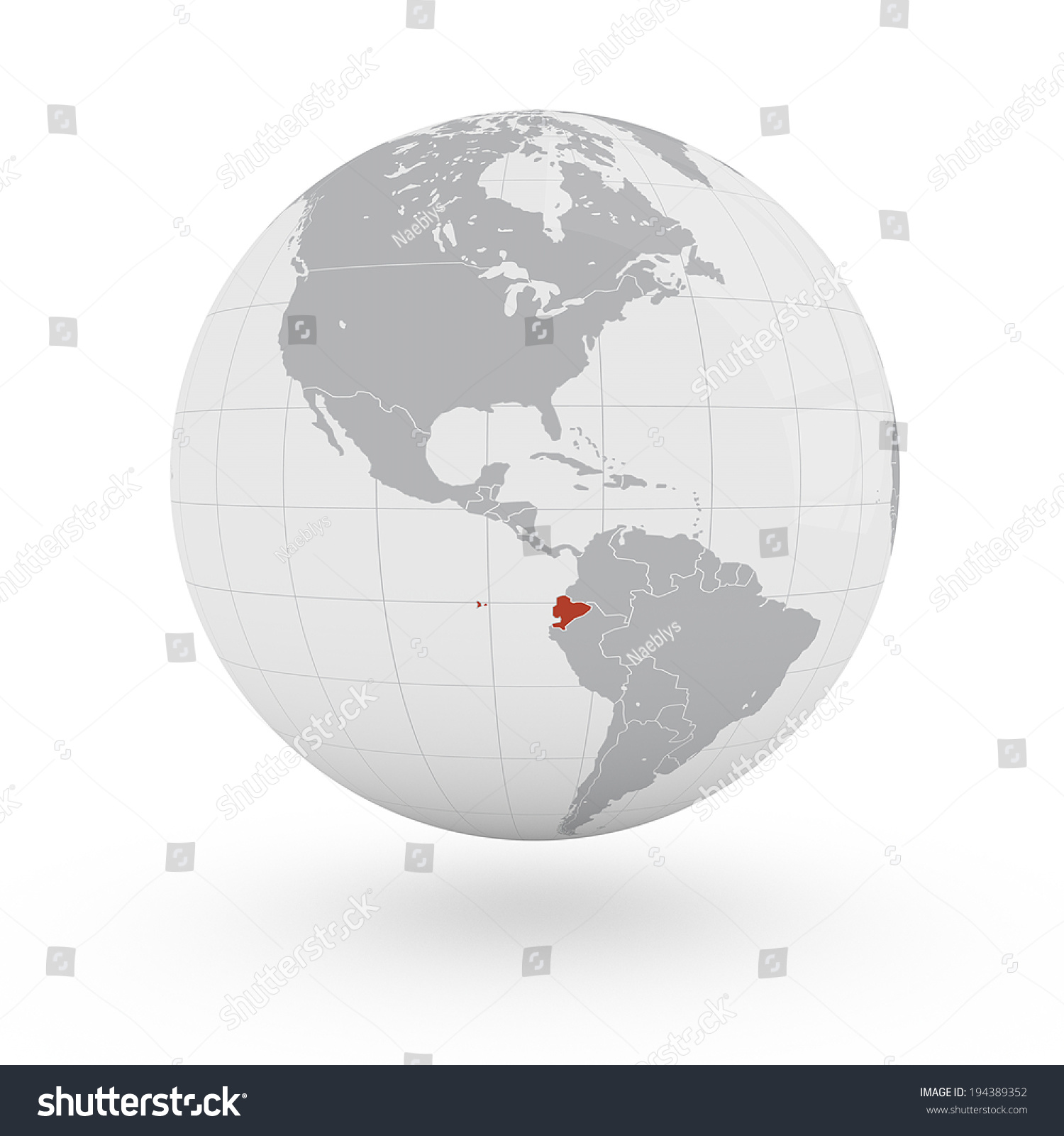 World Map Ecuador America Stock Illustration 194389352 Shutterstock Stock Photo World Map Ecuador America 194389352