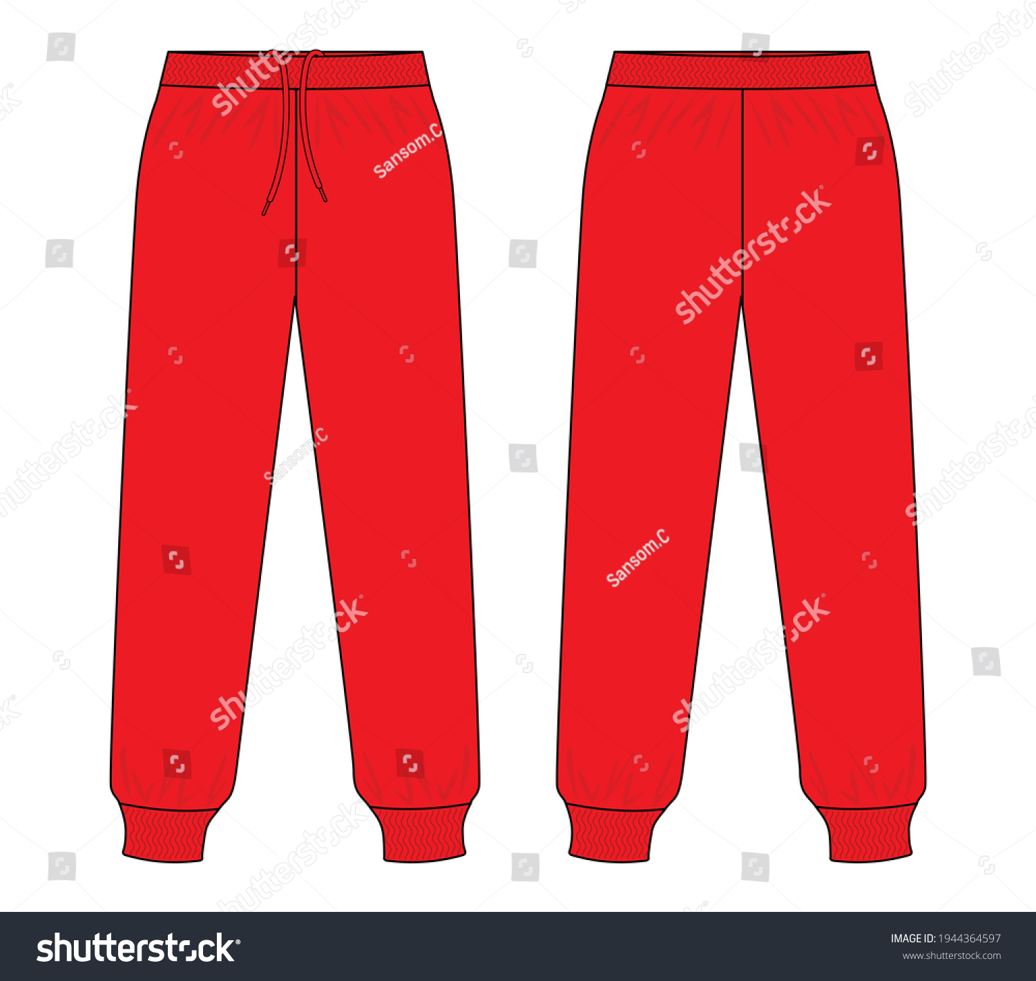 Red Tracksuit Pants Template Vector On Stock Vector (Royalty Free ...