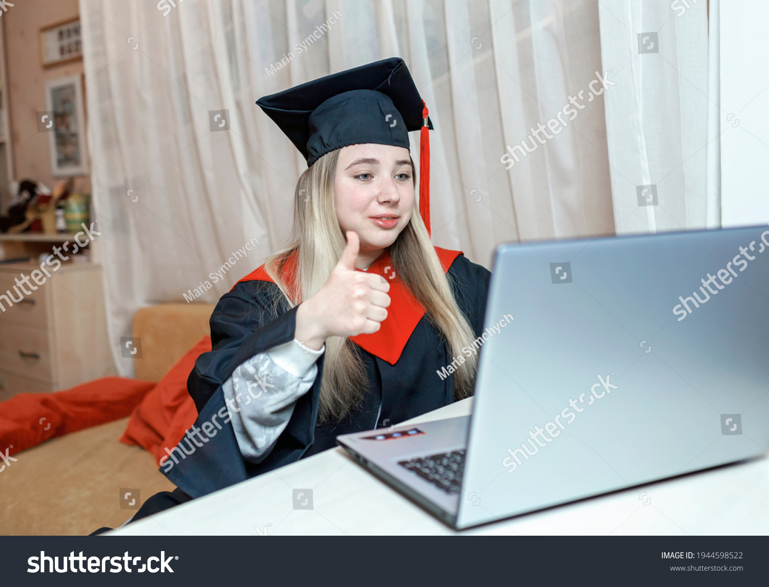 Virtual Graduation Convocation Ceremony Excited Student Stock Photo ...